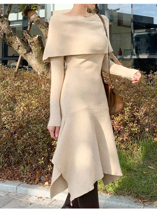 Off-Shoulder Knit Long Dress
