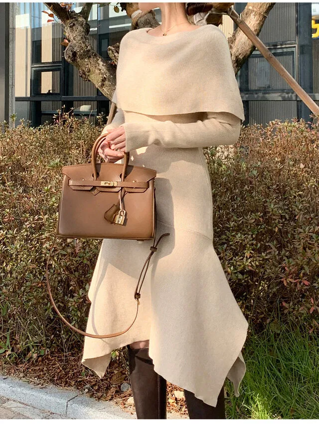 Off-Shoulder Knit Long Dress