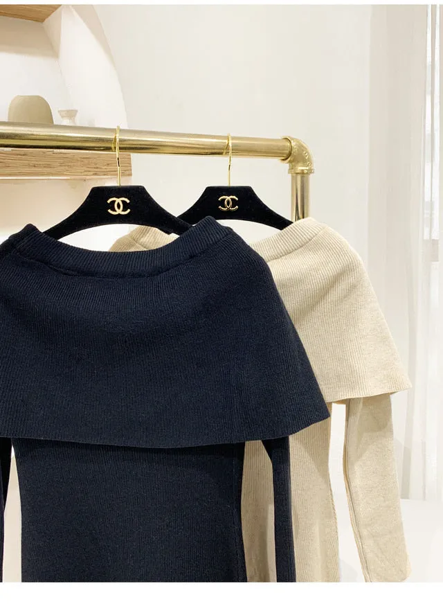 Off-Shoulder Knit Long Dress
