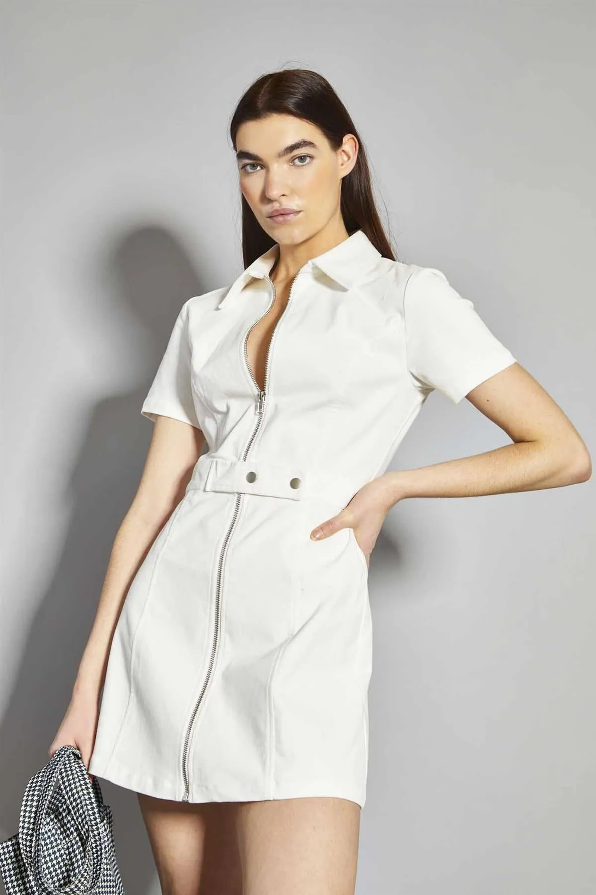 Off-White Baby cord Zip-Front Belted Mini-Dress