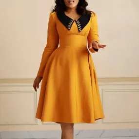 Office Wear Three-dimensional Mid-Calf Plus Size Dresses