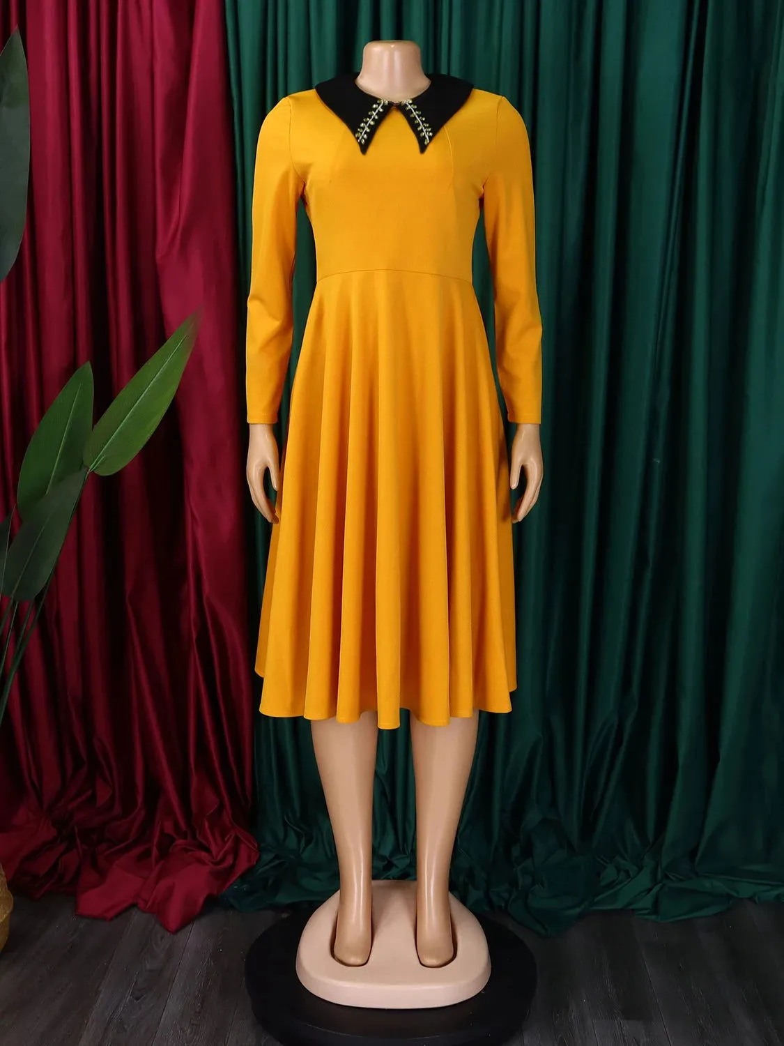Office Wear Three-dimensional Mid-Calf Plus Size Dresses