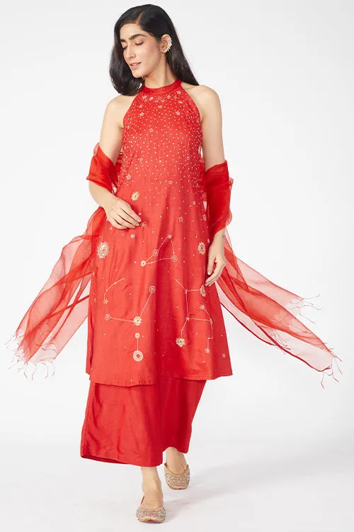 Okhai 'Helios' Embroidered Kurta Pant Dupatta Set