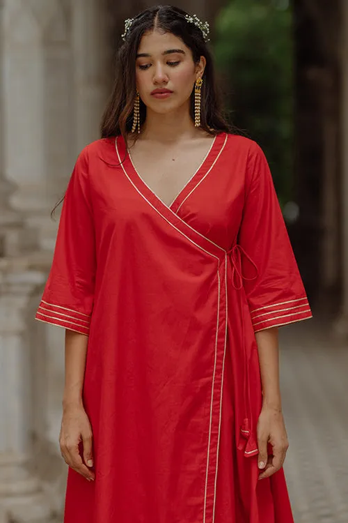 Okhai 'Scarlet Angel' Gota Patti Kurta Pant Dupatta Set