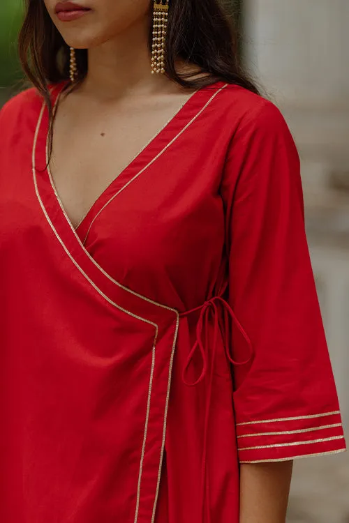 Okhai 'Scarlet Angel' Gota Patti Kurta Pant Dupatta Set