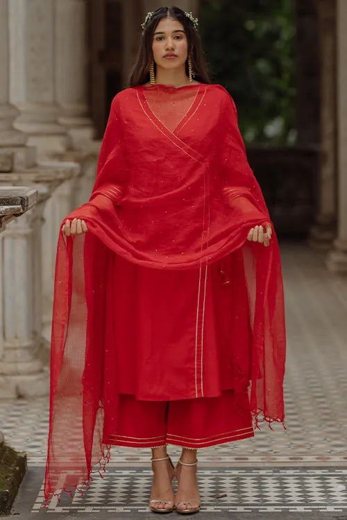 Okhai 'Scarlet Angel' Gota Patti Kurta Pant Dupatta Set