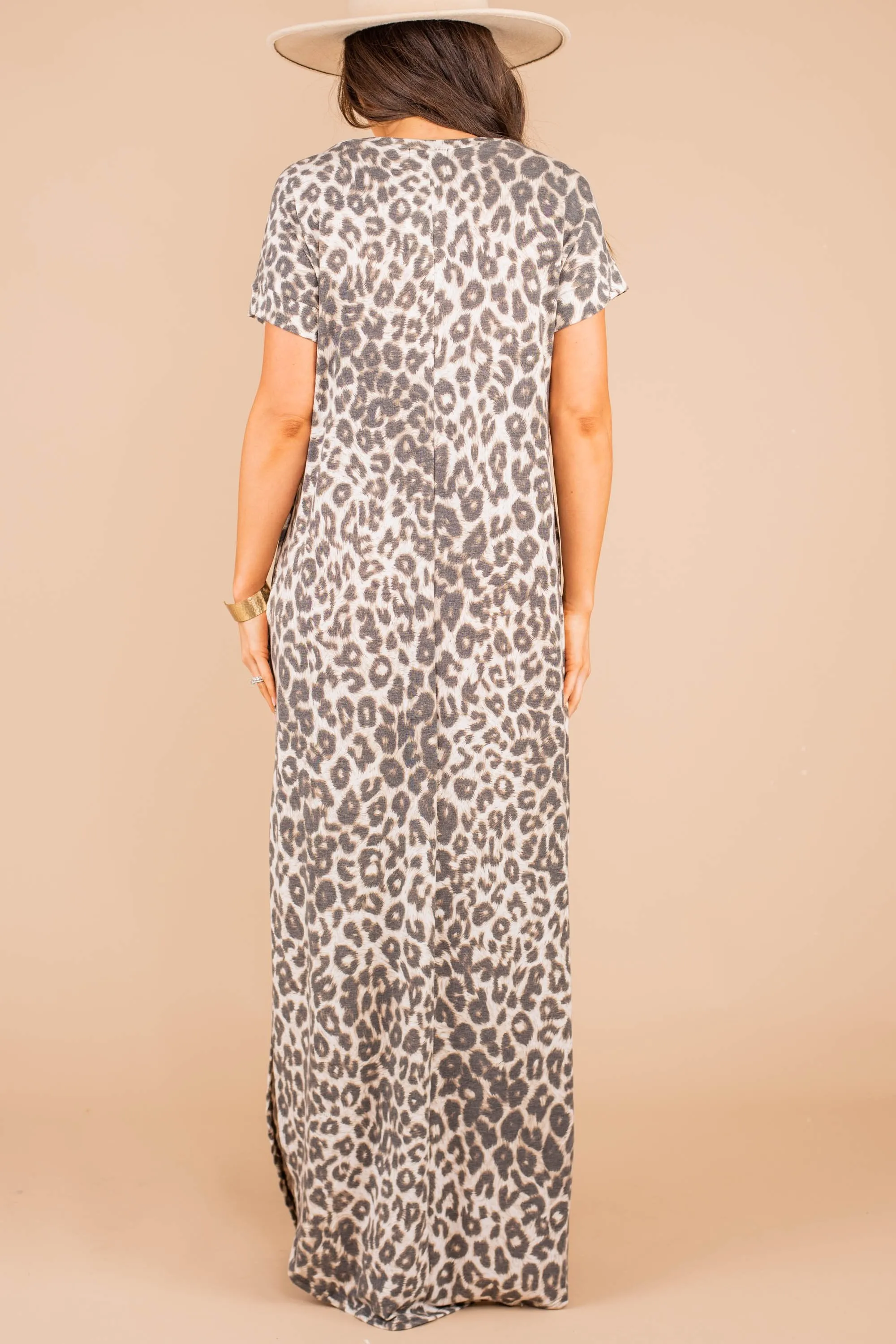 On The Hunt Mocha Brown Leopard Maxi Dress