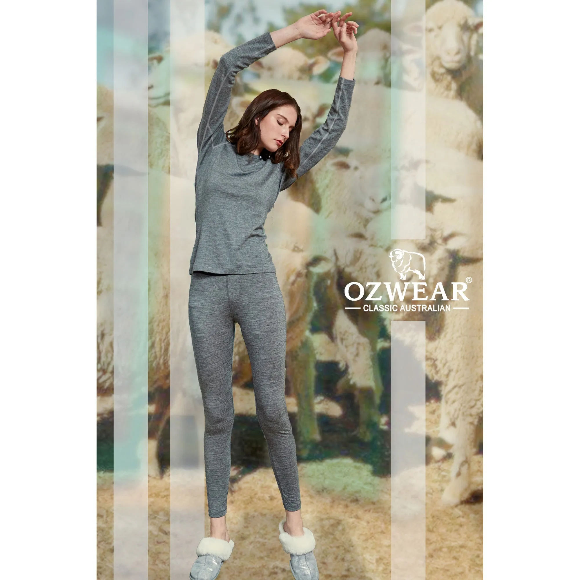 Ozwear Women'S 200 100% Merino Wool Long Sleeve Crew