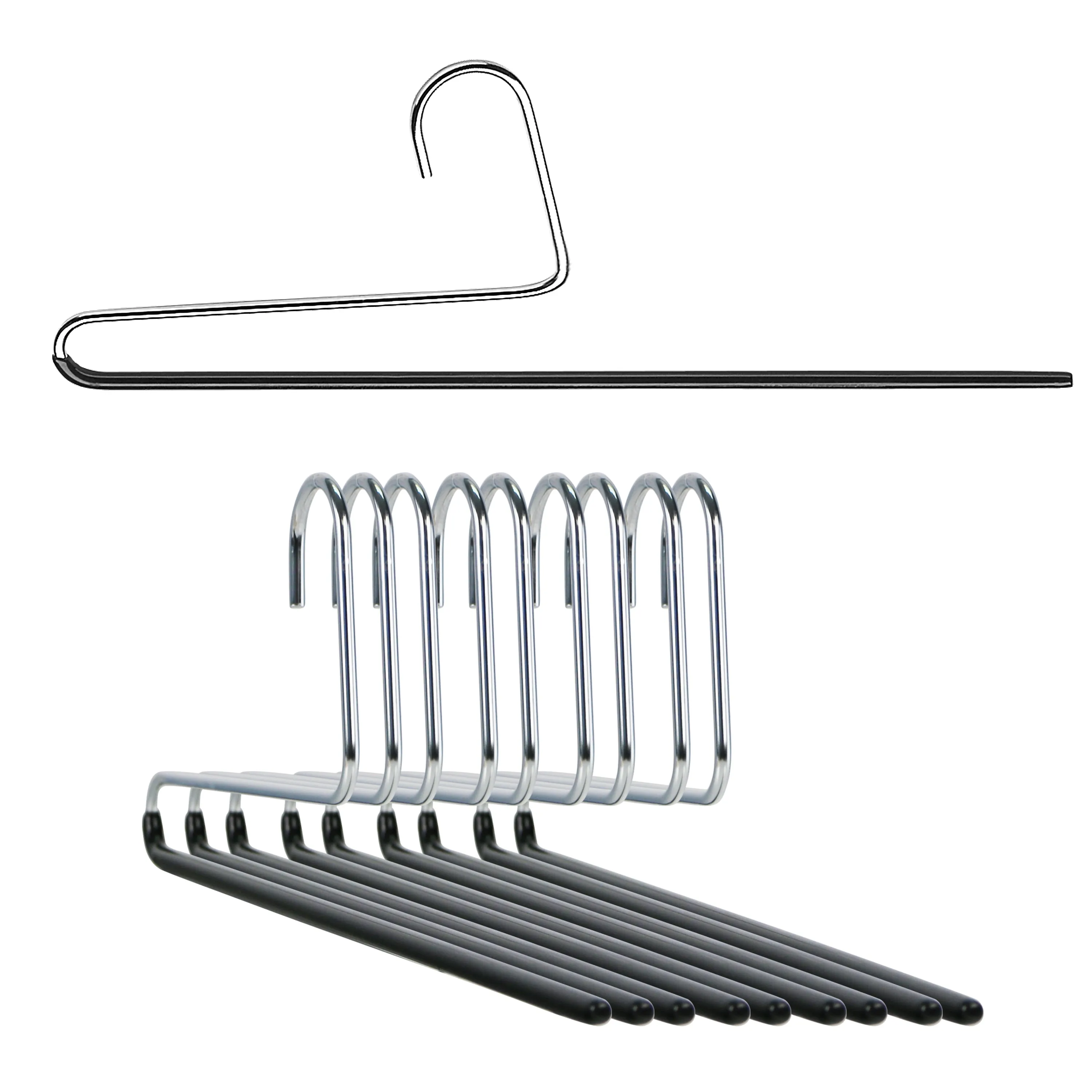 Pant Hanger with Grip Coating, Reverse Hook, KH-35U, Black