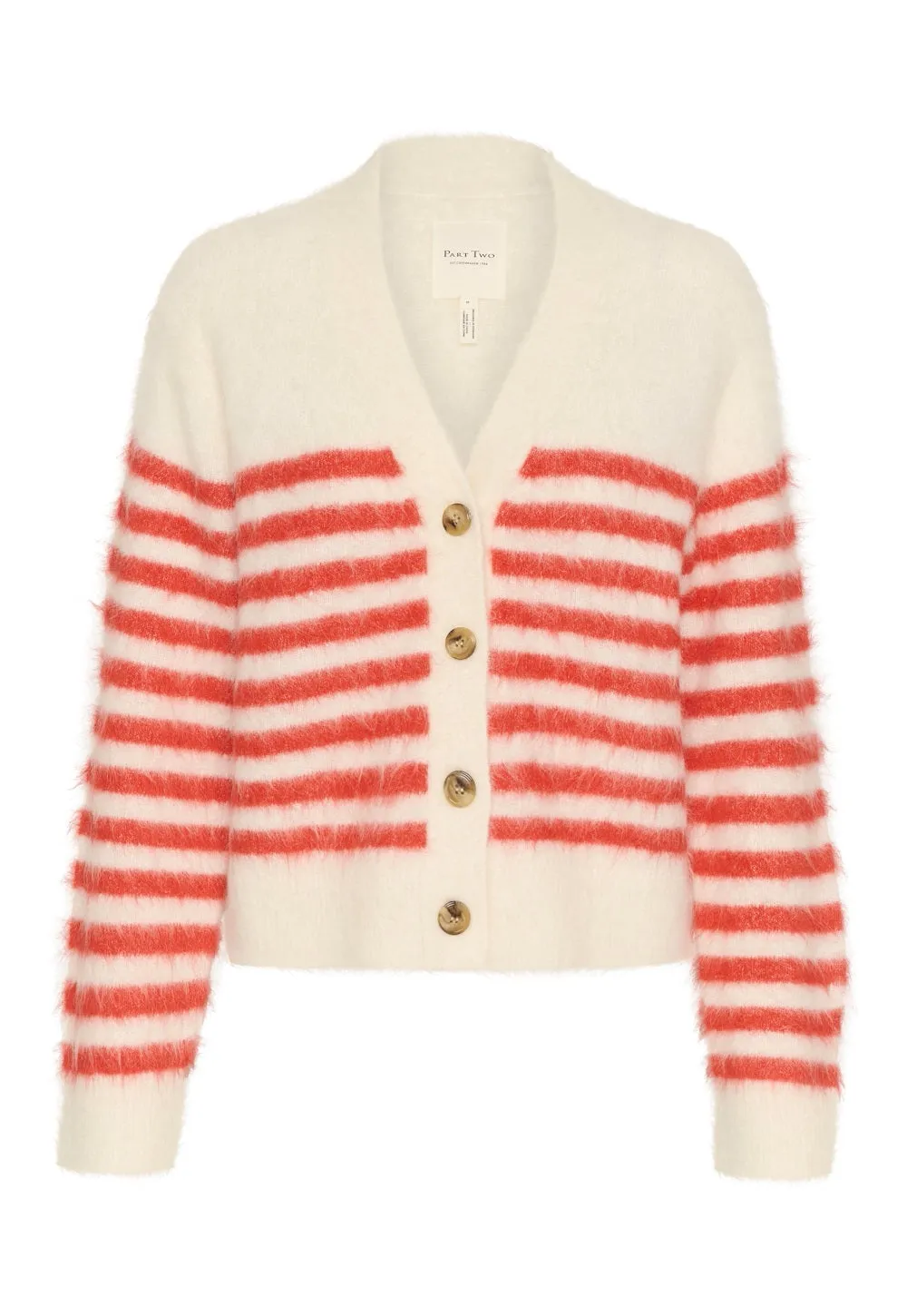 PART TWO PAKIZE ALPACA CARDIGAN MARS RED STRIPE