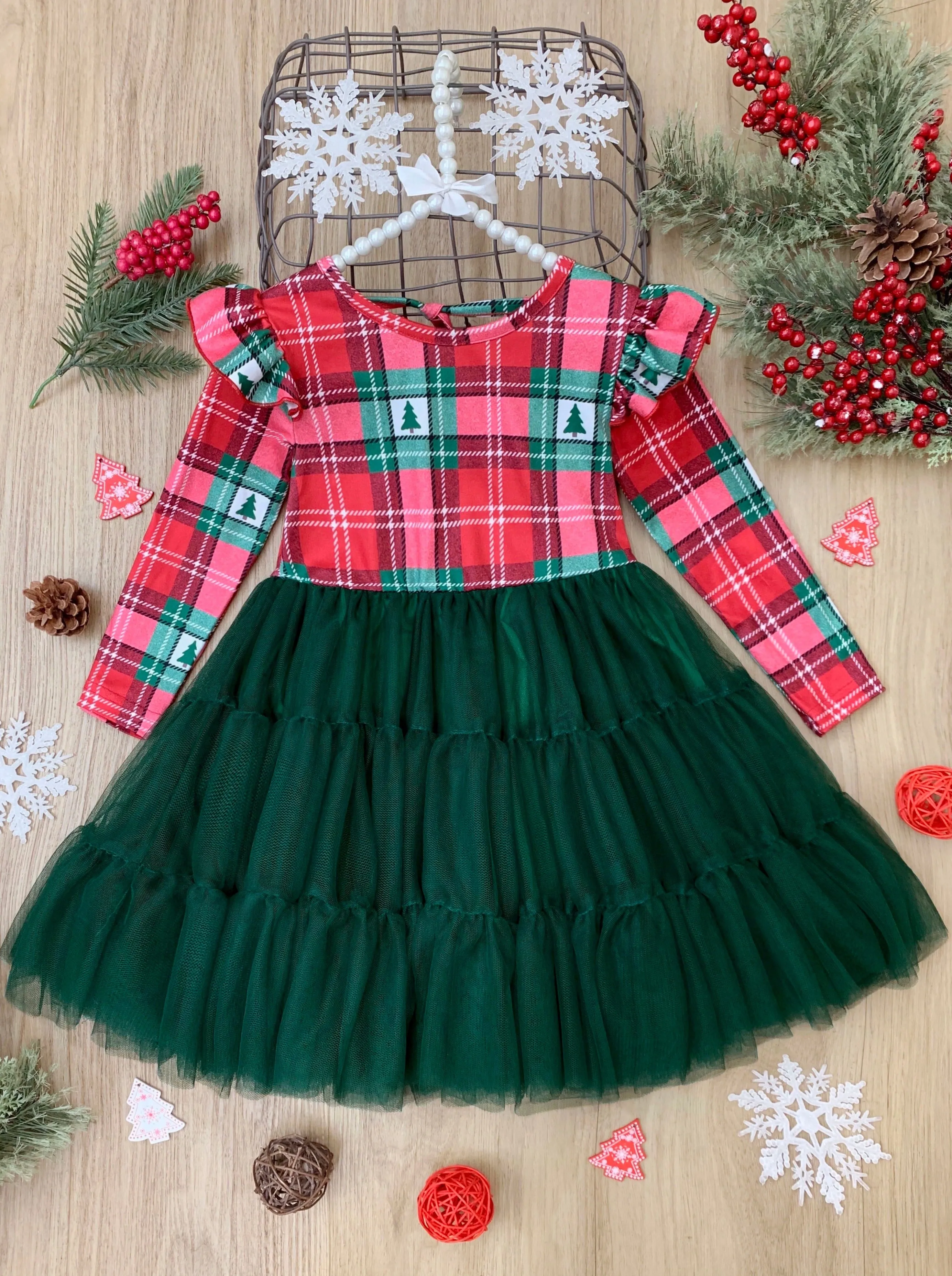 Pine Trees and Plaid Tutu Dress