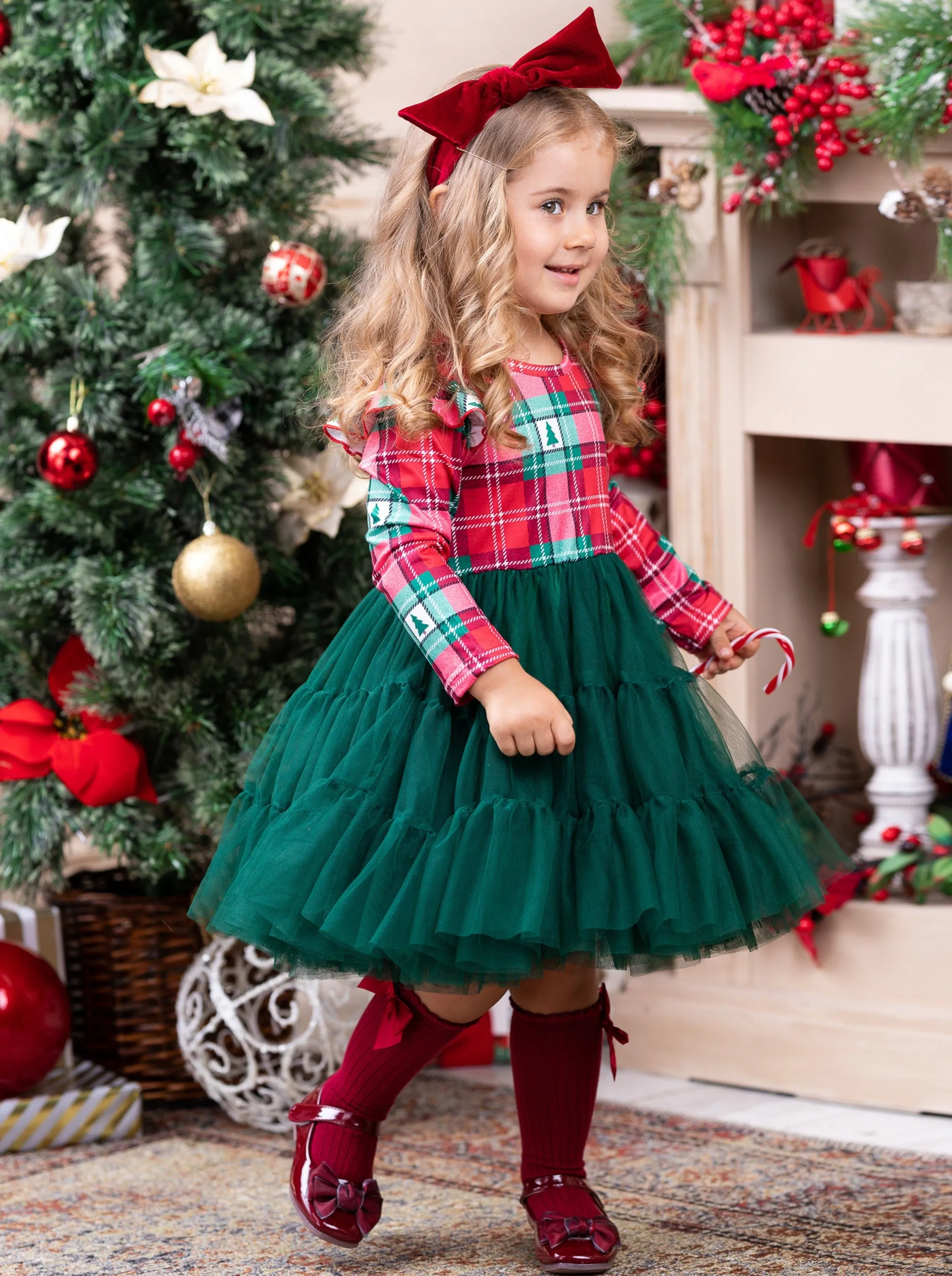 Pine Trees and Plaid Tutu Dress
