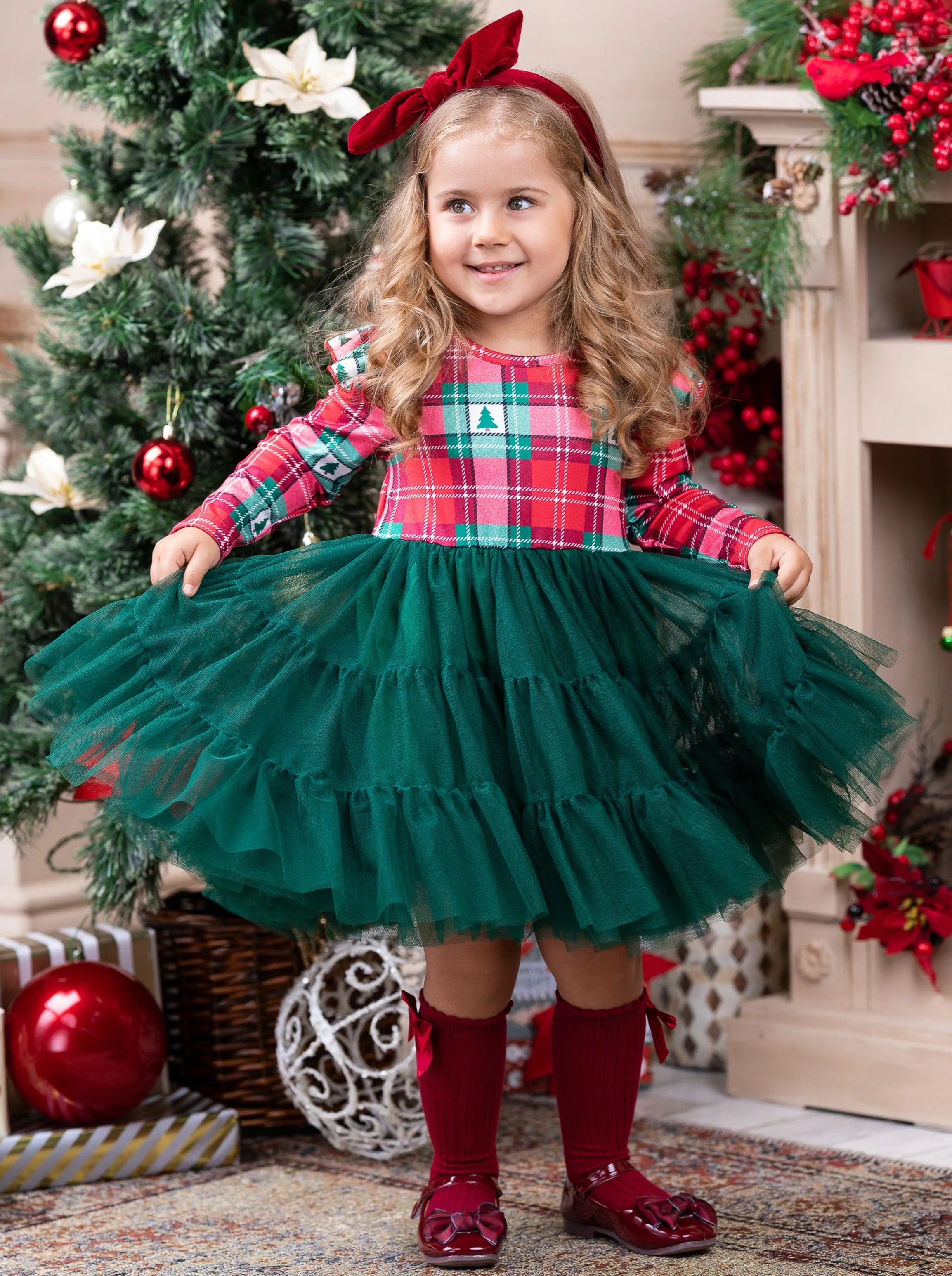 Pine Trees and Plaid Tutu Dress