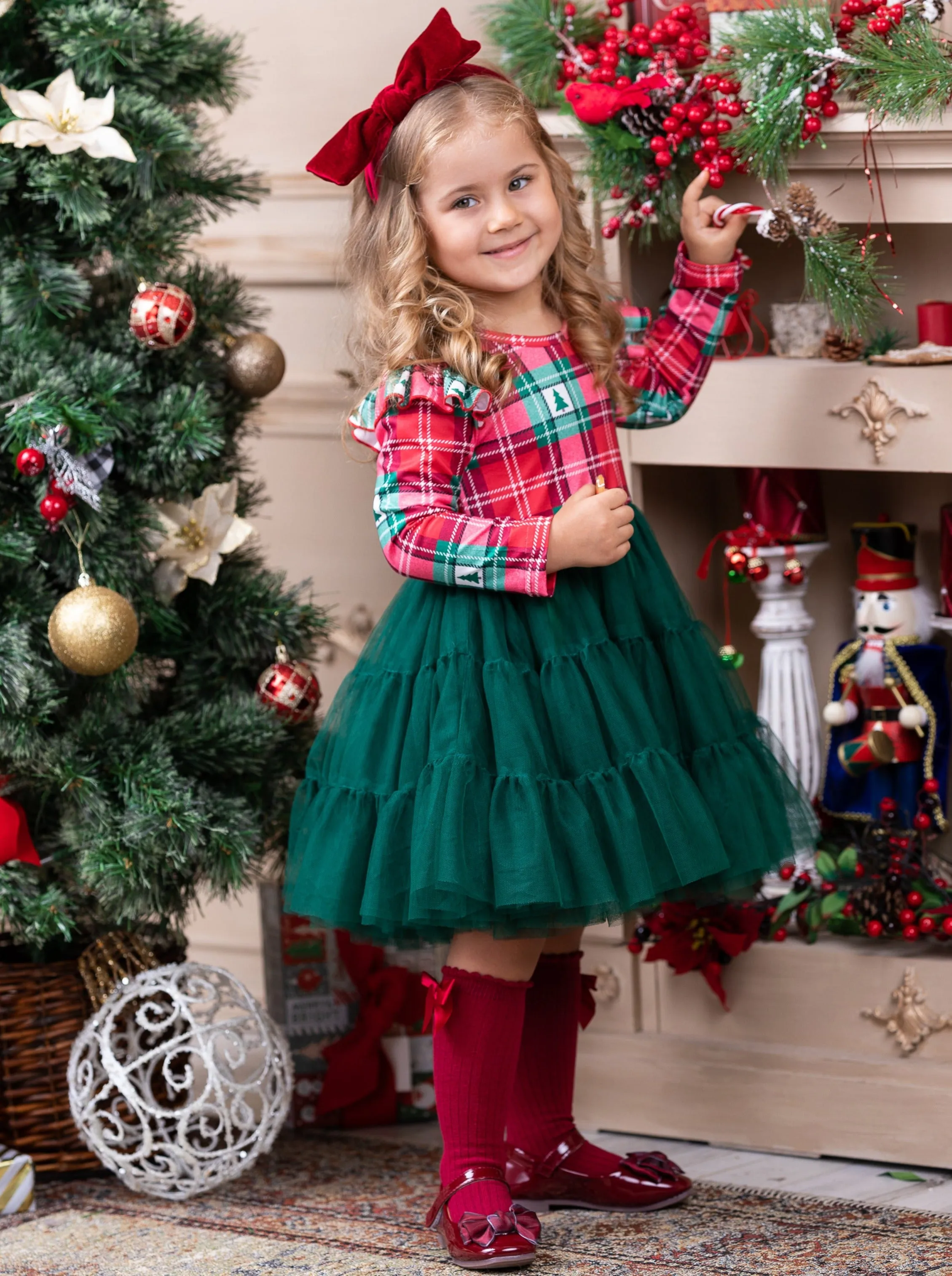 Pine Trees and Plaid Tutu Dress