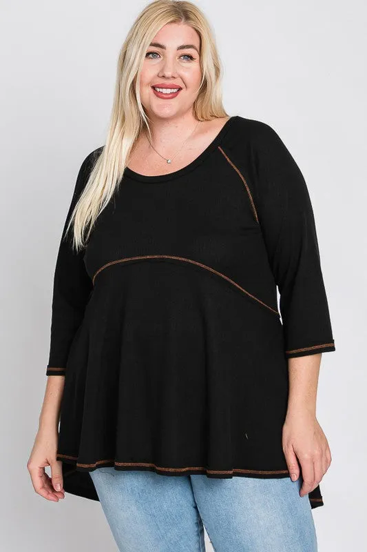 Plus Thermal Hi Low Babydoll Tunic
