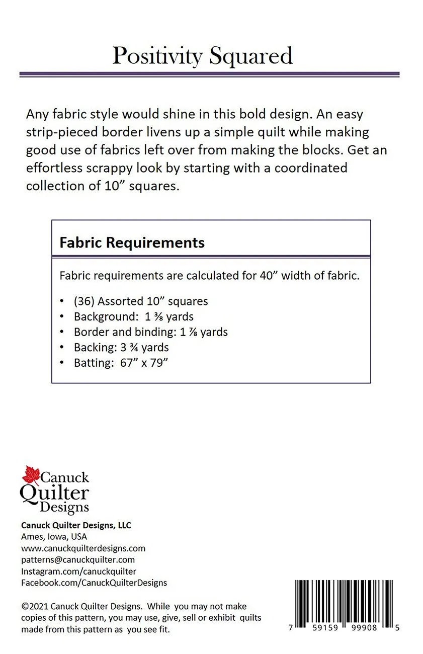 Positivity Squared Quilt Pattern