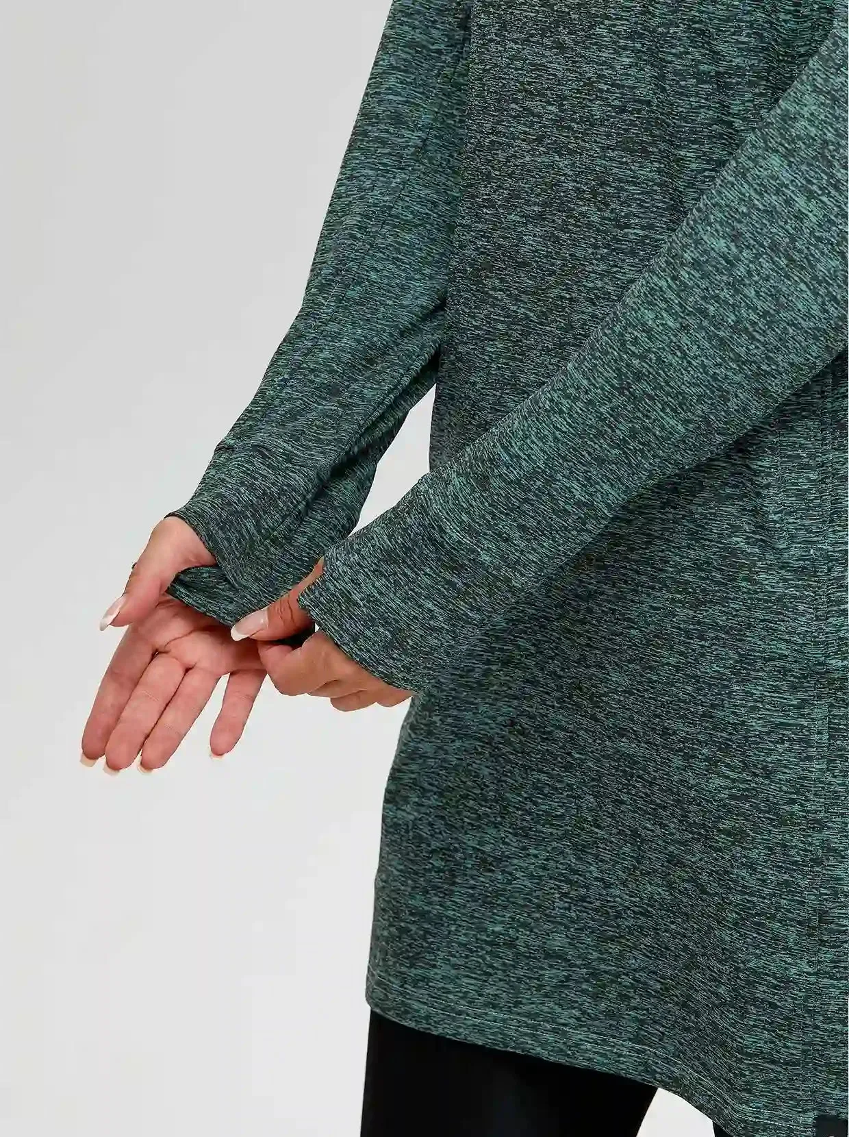 Quarter-zip Hooded Long-sleeve Fleece Dress for Women