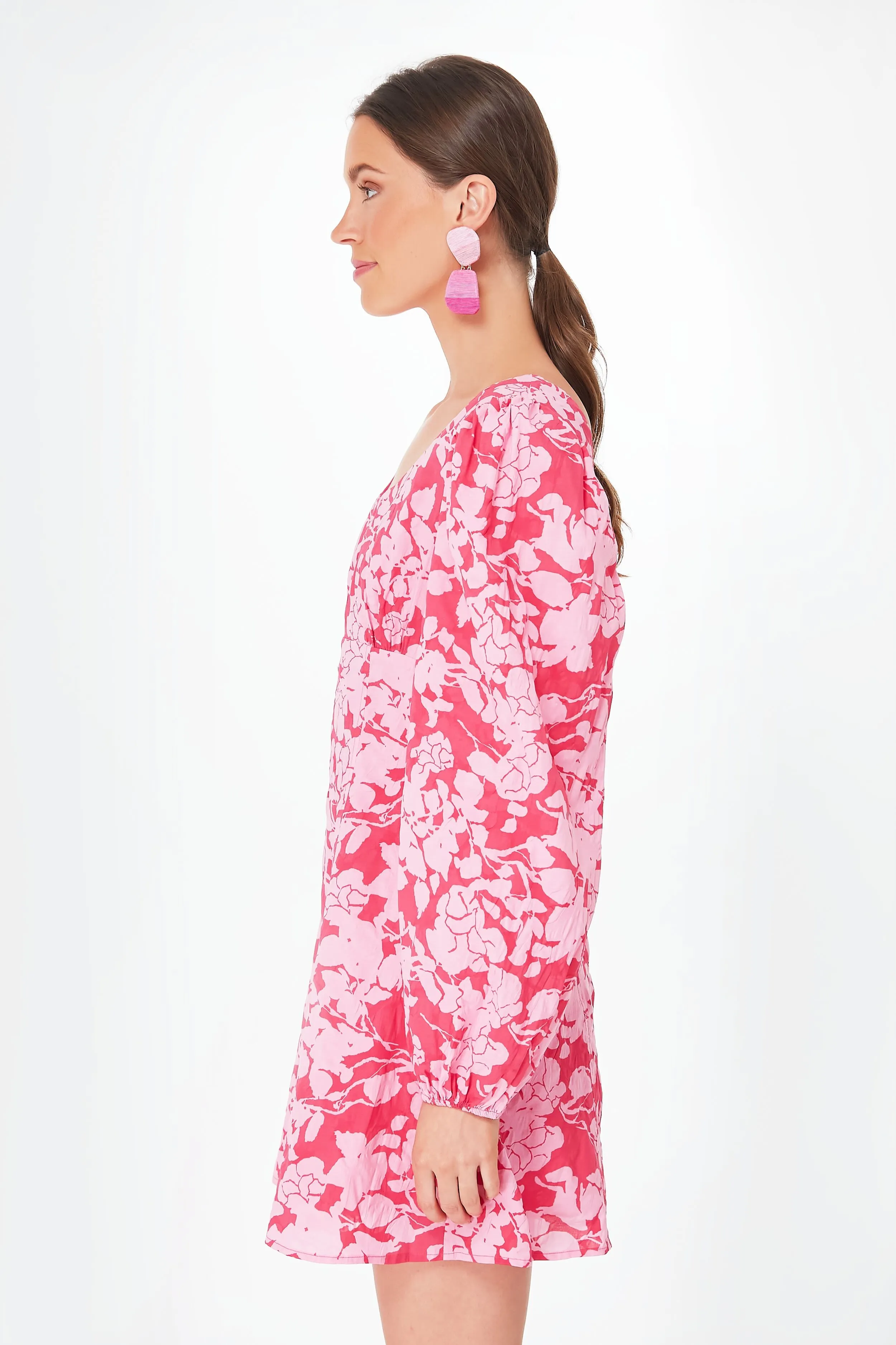 Red and Pink Balloon Sleeve Sienna Mini Dress