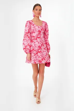 Red and Pink Balloon Sleeve Sienna Mini Dress