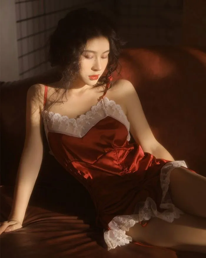 Red Lace Mesh Slips