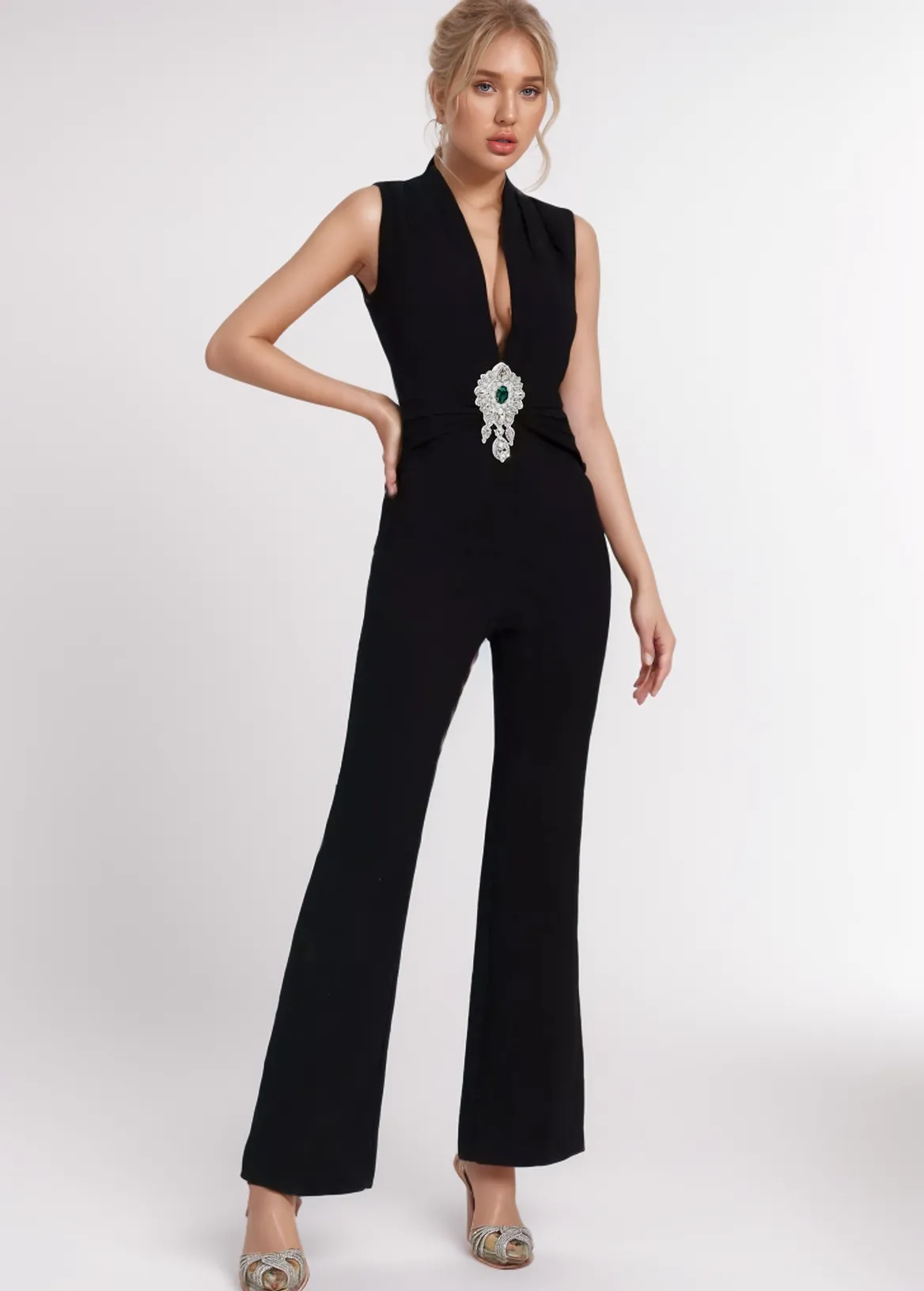 Regina Brooch Detail Jumpsuit