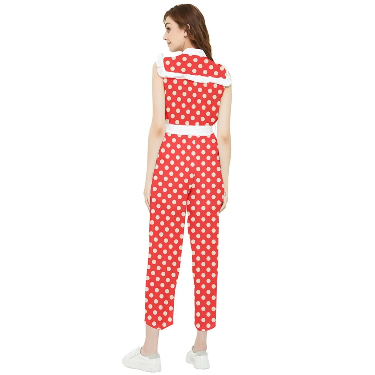 Retro Red Polka Dot Jumpsuit, 80s Style Jumpsuit, Red Jumpsuit, Red Pants Overall