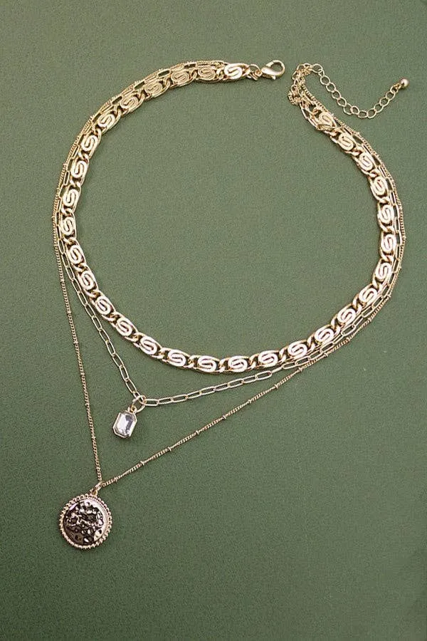 RHINESTONE & CHARM LAYER NECKLACE