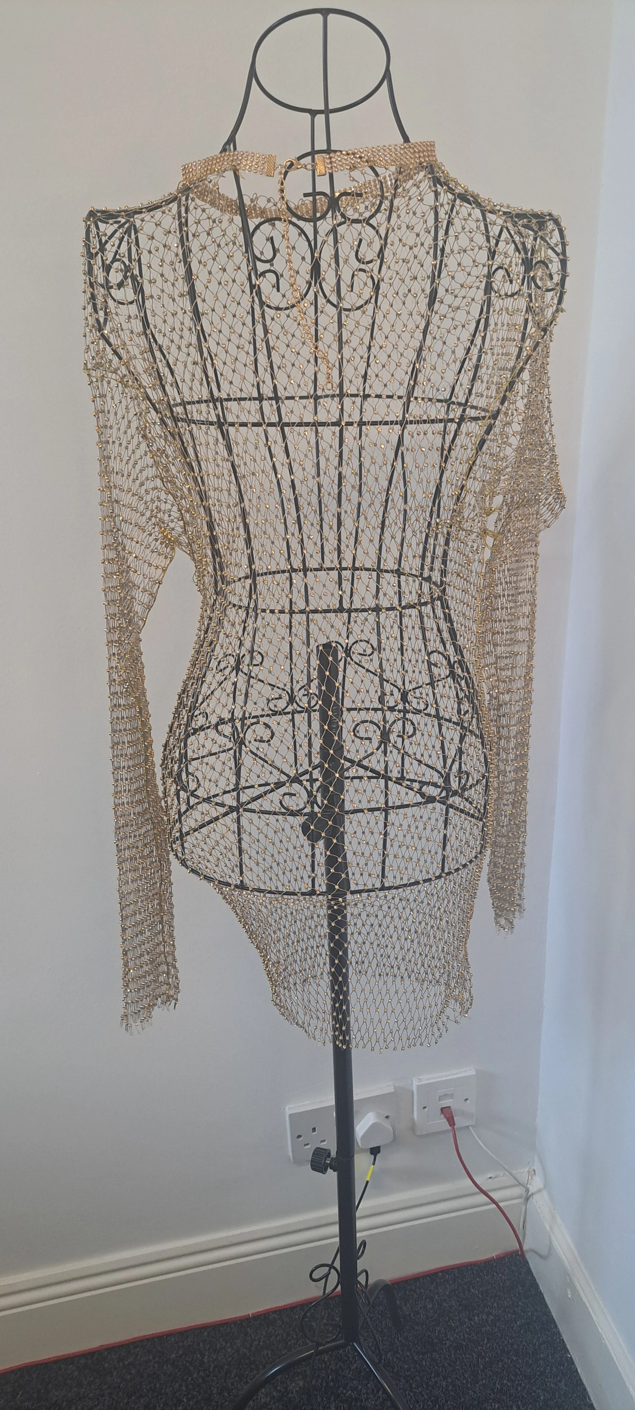 Rhinestone Fishnet Mini Dress