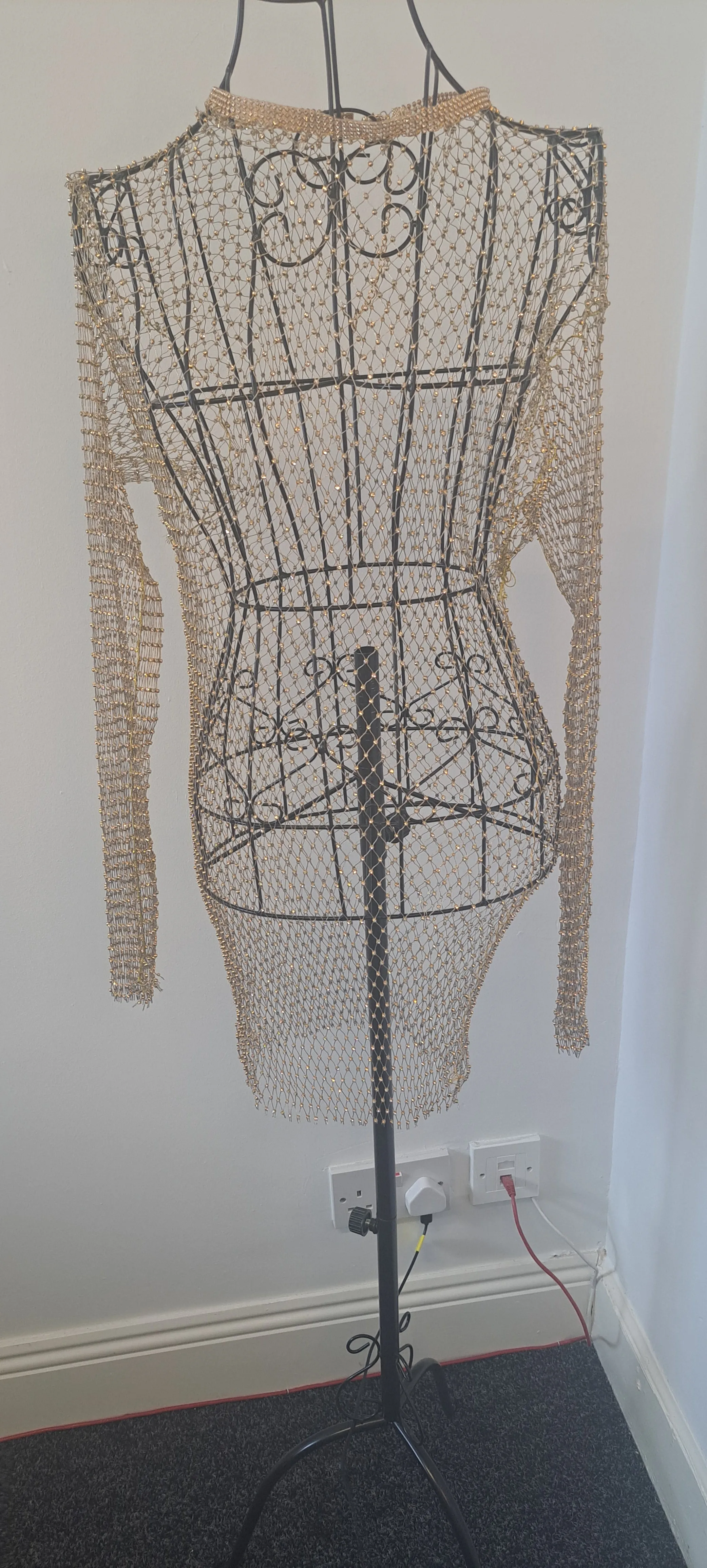 Rhinestone Fishnet Mini Dress