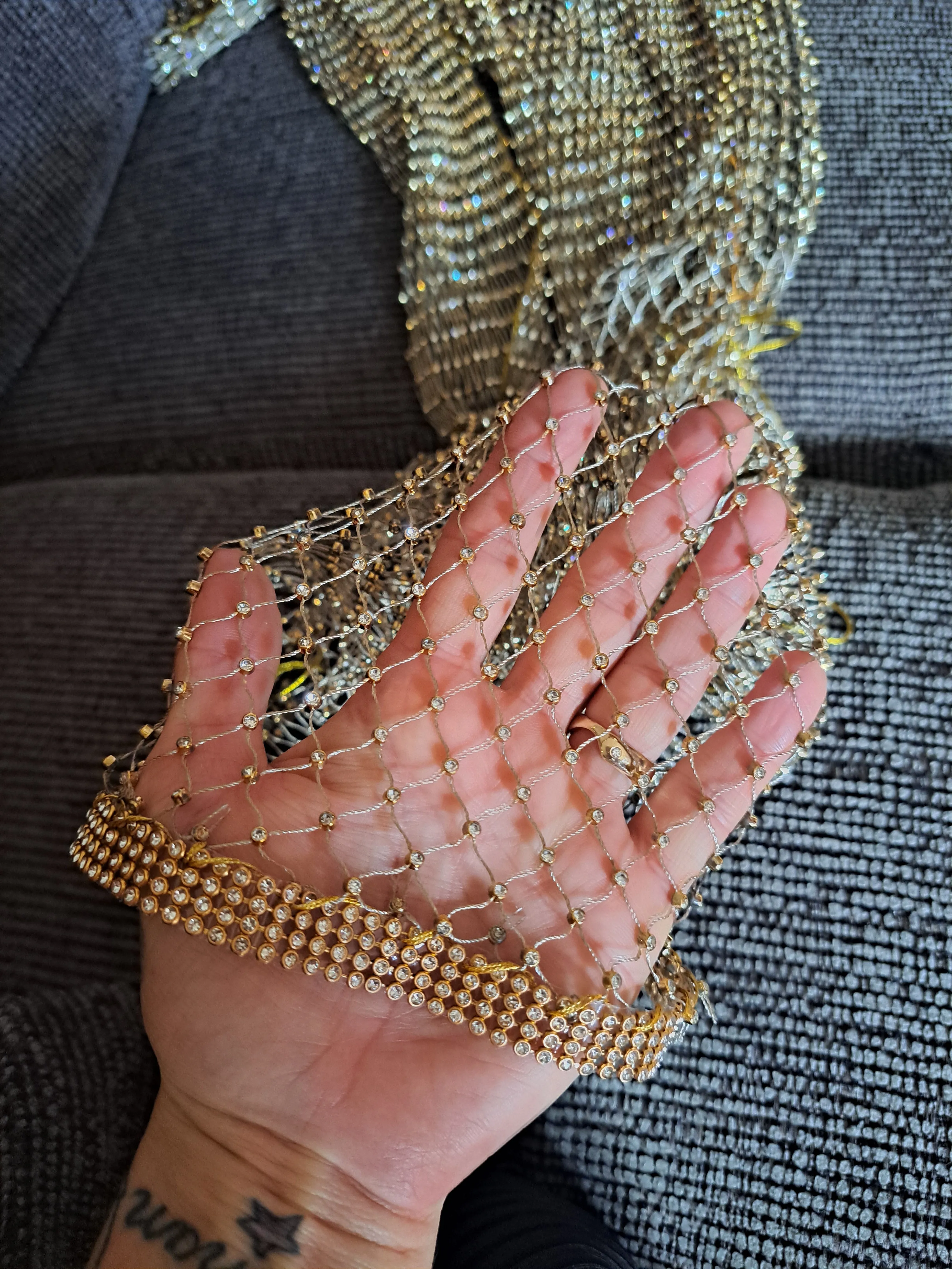 Rhinestone Fishnet Mini Dress