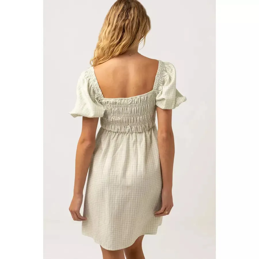 Rhythm Maisy Check Mini Dress Sage