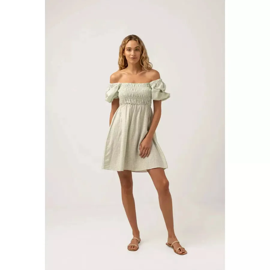 Rhythm Maisy Check Mini Dress Sage