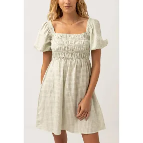 Rhythm Maisy Check Mini Dress Sage