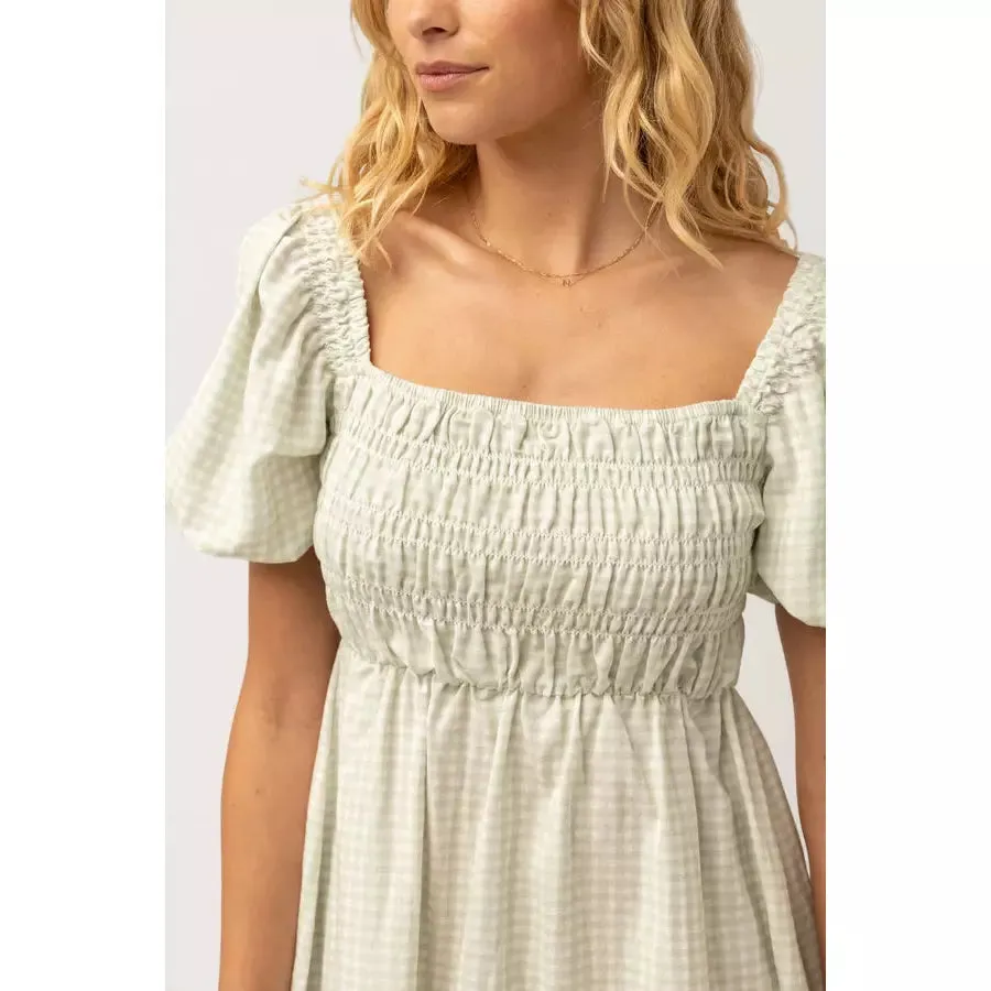 Rhythm Maisy Check Mini Dress Sage