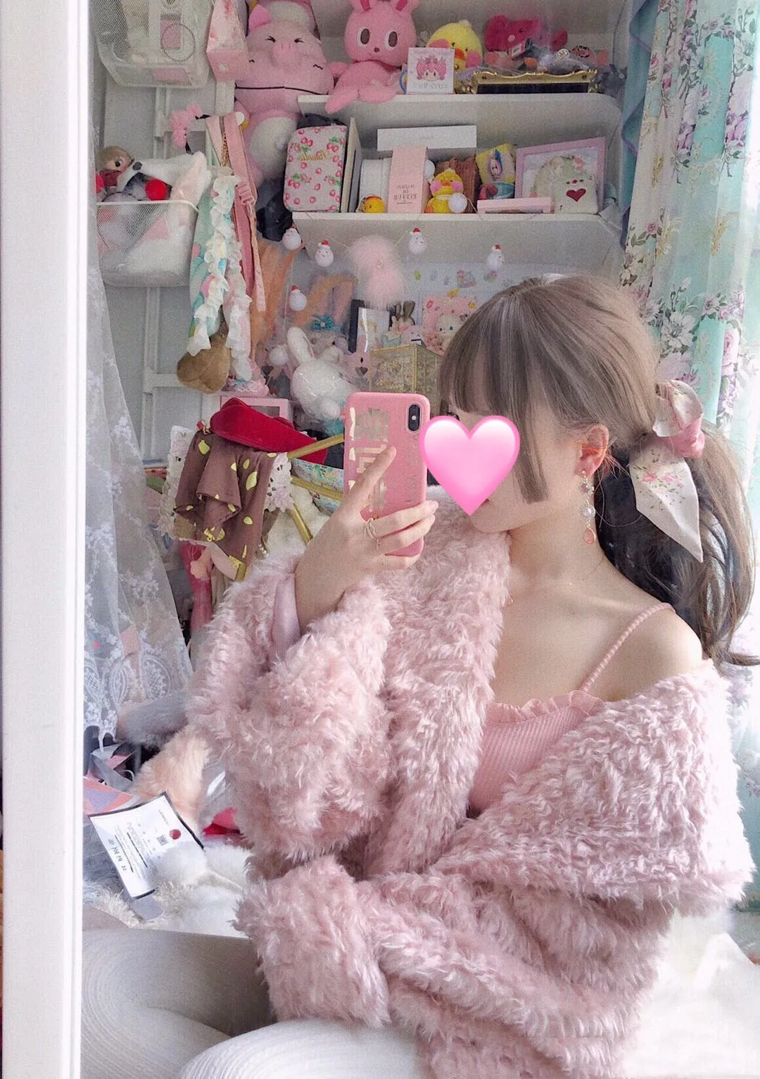 Romance Smoky Pink Plush Sailor Collar Winter Faux Fur Jacket Coat