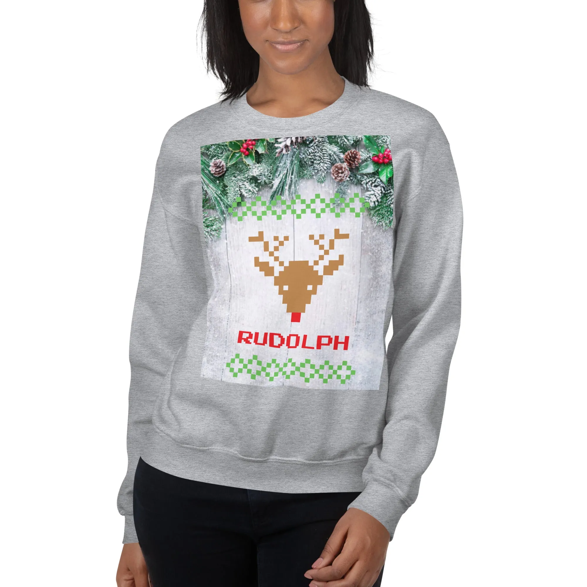 Rudolph Christmas Sweatshirt (Glamourange Christmas Sweatshirt Womens)