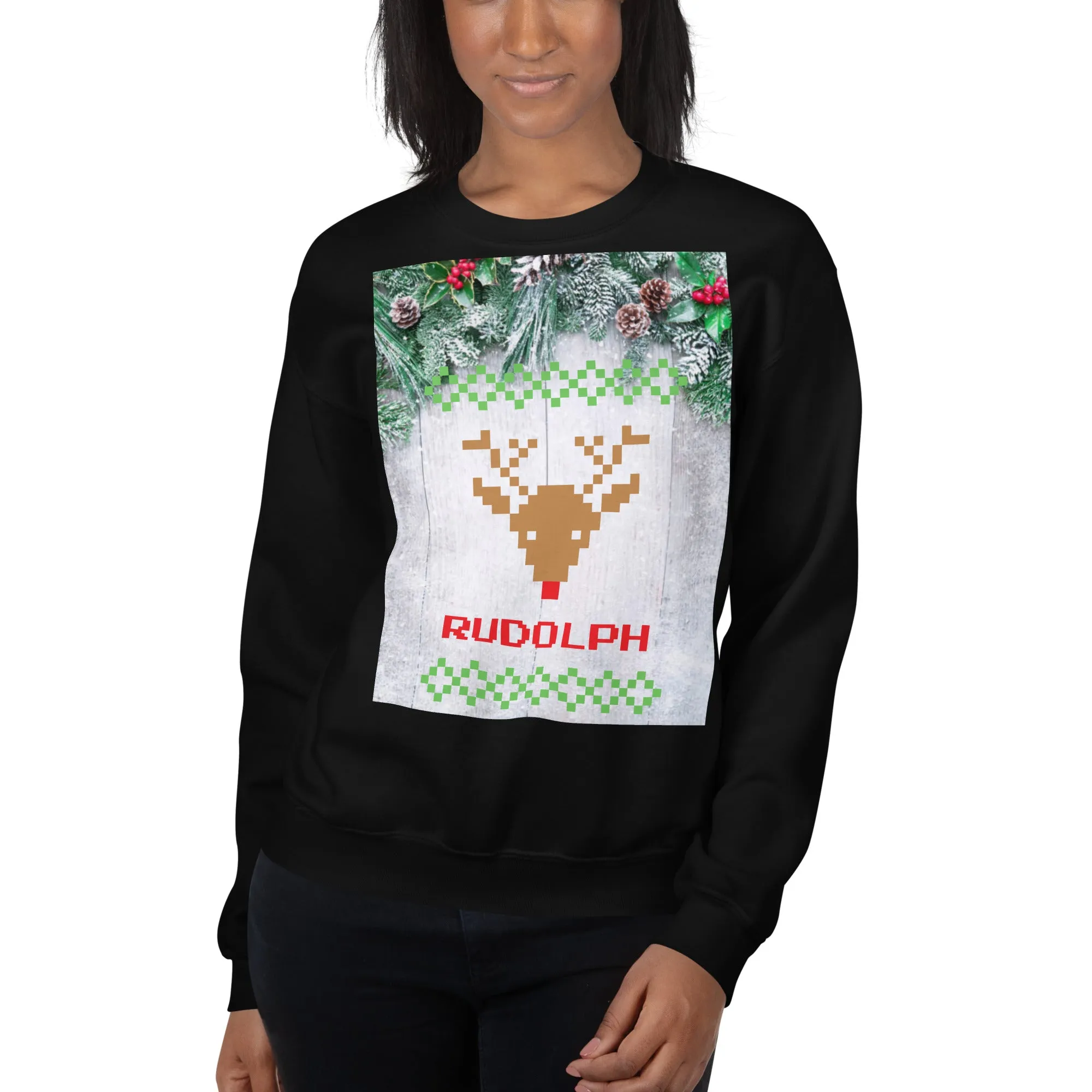 Rudolph Christmas Sweatshirt (Glamourange Christmas Sweatshirt Womens)