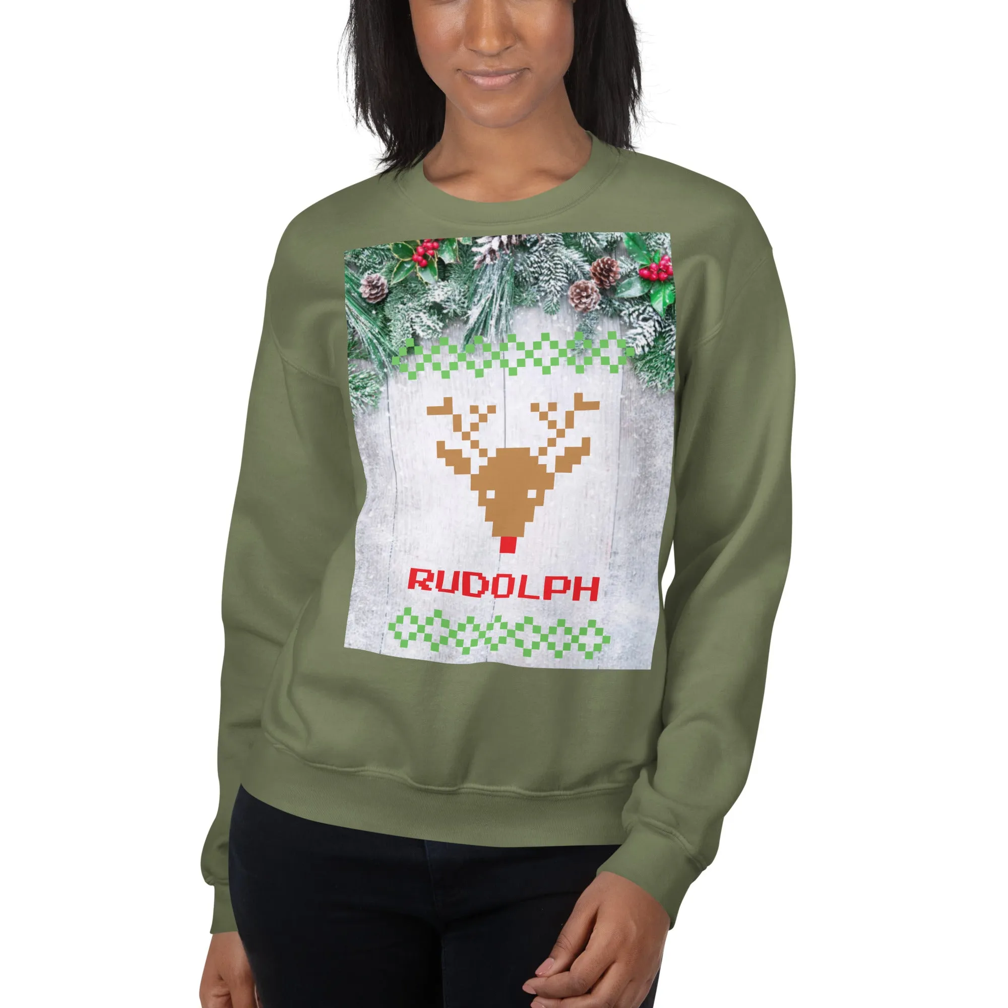 Rudolph Christmas Sweatshirt (Glamourange Christmas Sweatshirt Womens)