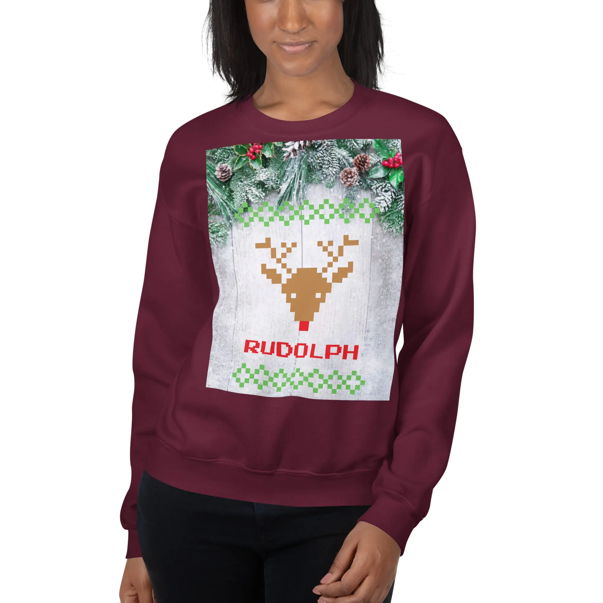 Rudolph Christmas Sweatshirt (Glamourange Christmas Sweatshirt Womens)