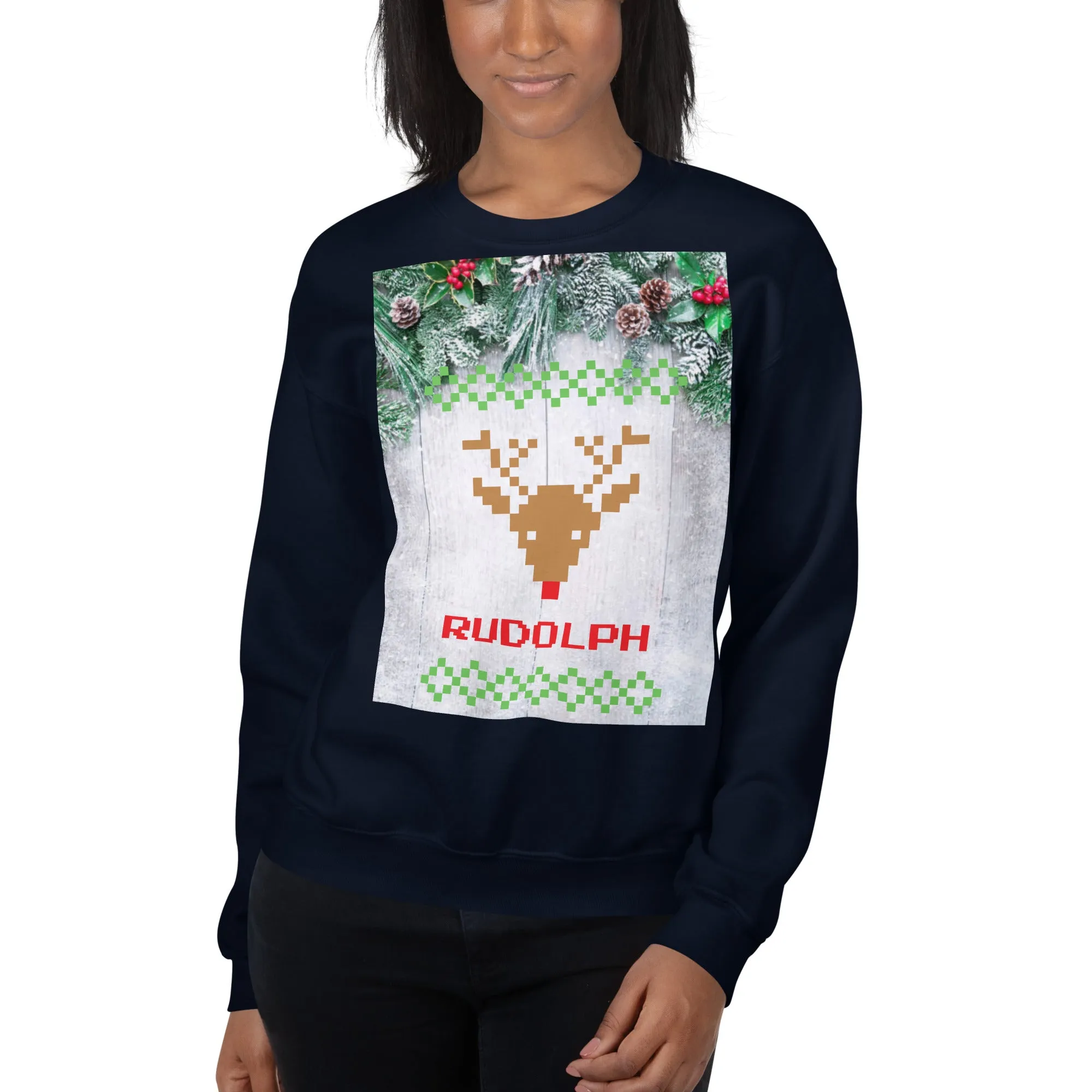 Rudolph Christmas Sweatshirt (Glamourange Christmas Sweatshirt Womens)