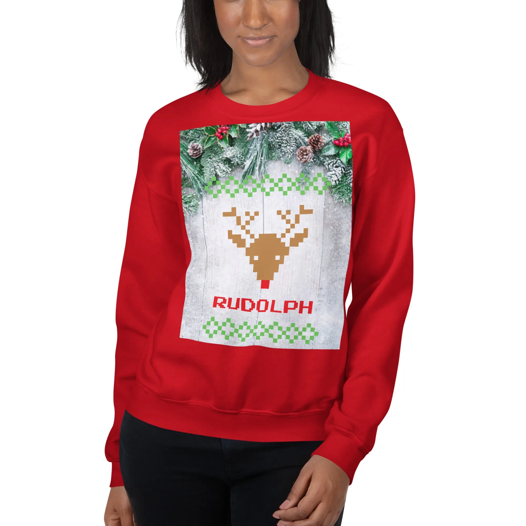 Rudolph Christmas Sweatshirt (Glamourange Christmas Sweatshirt Womens)