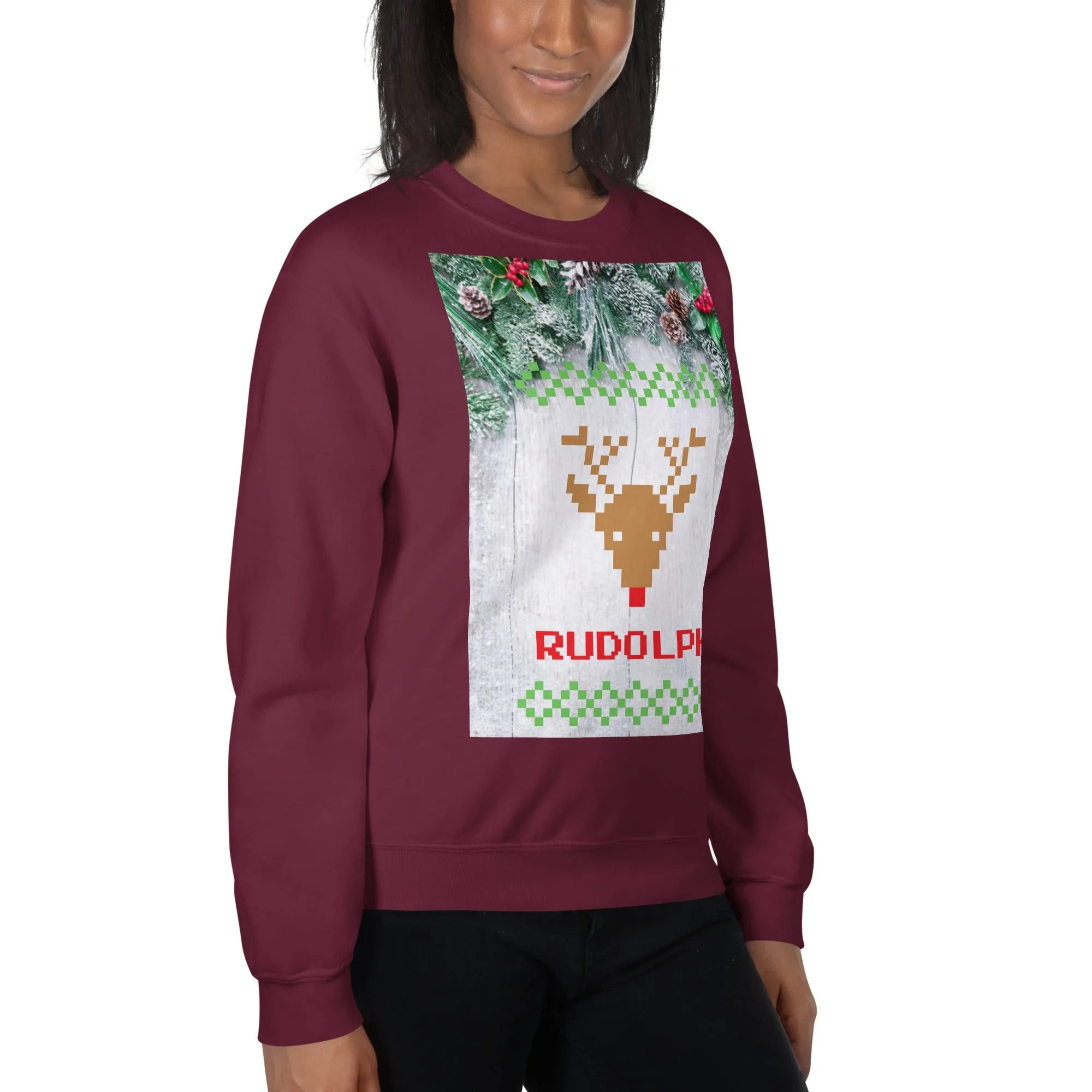 Rudolph Christmas Sweatshirt (Glamourange Christmas Sweatshirt Womens)