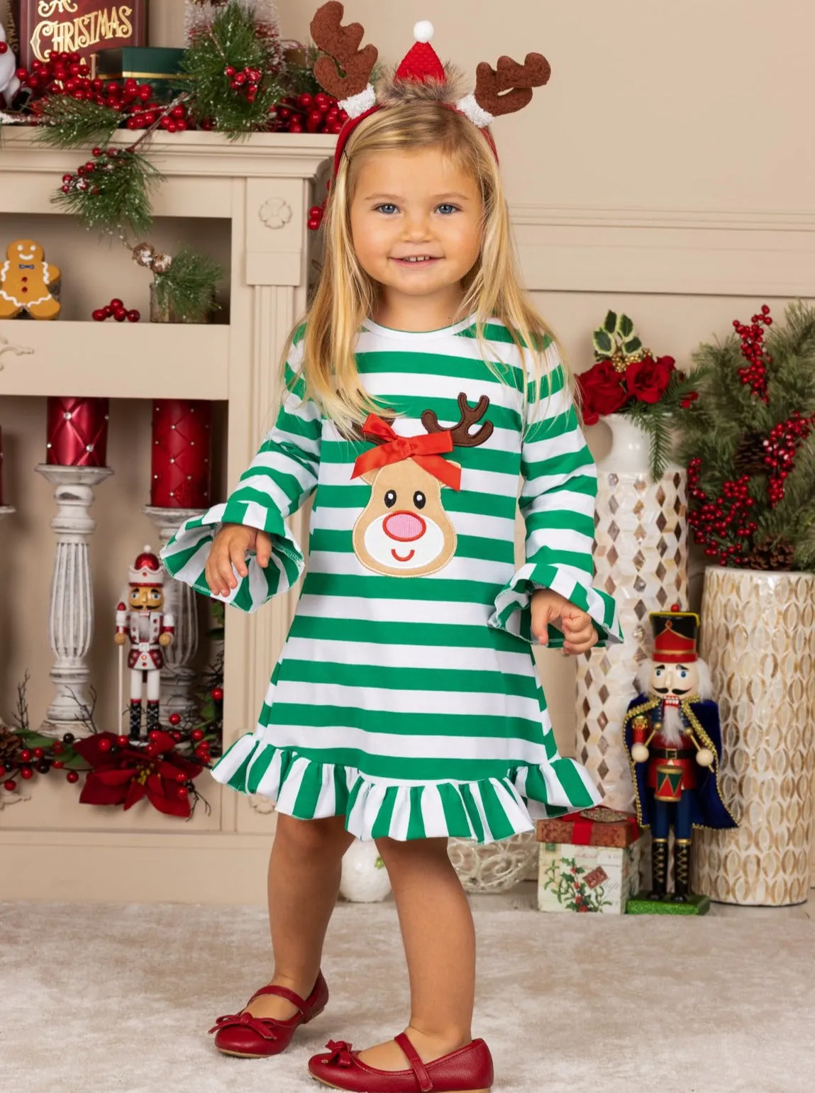 Rudolph Realness Striped Ruffled Dress