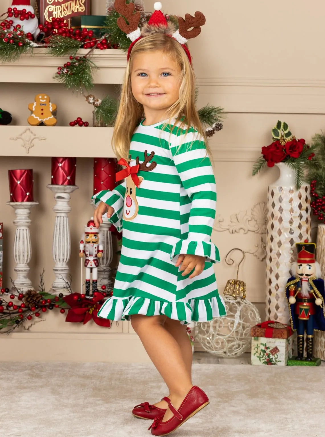 Rudolph Realness Striped Ruffled Dress