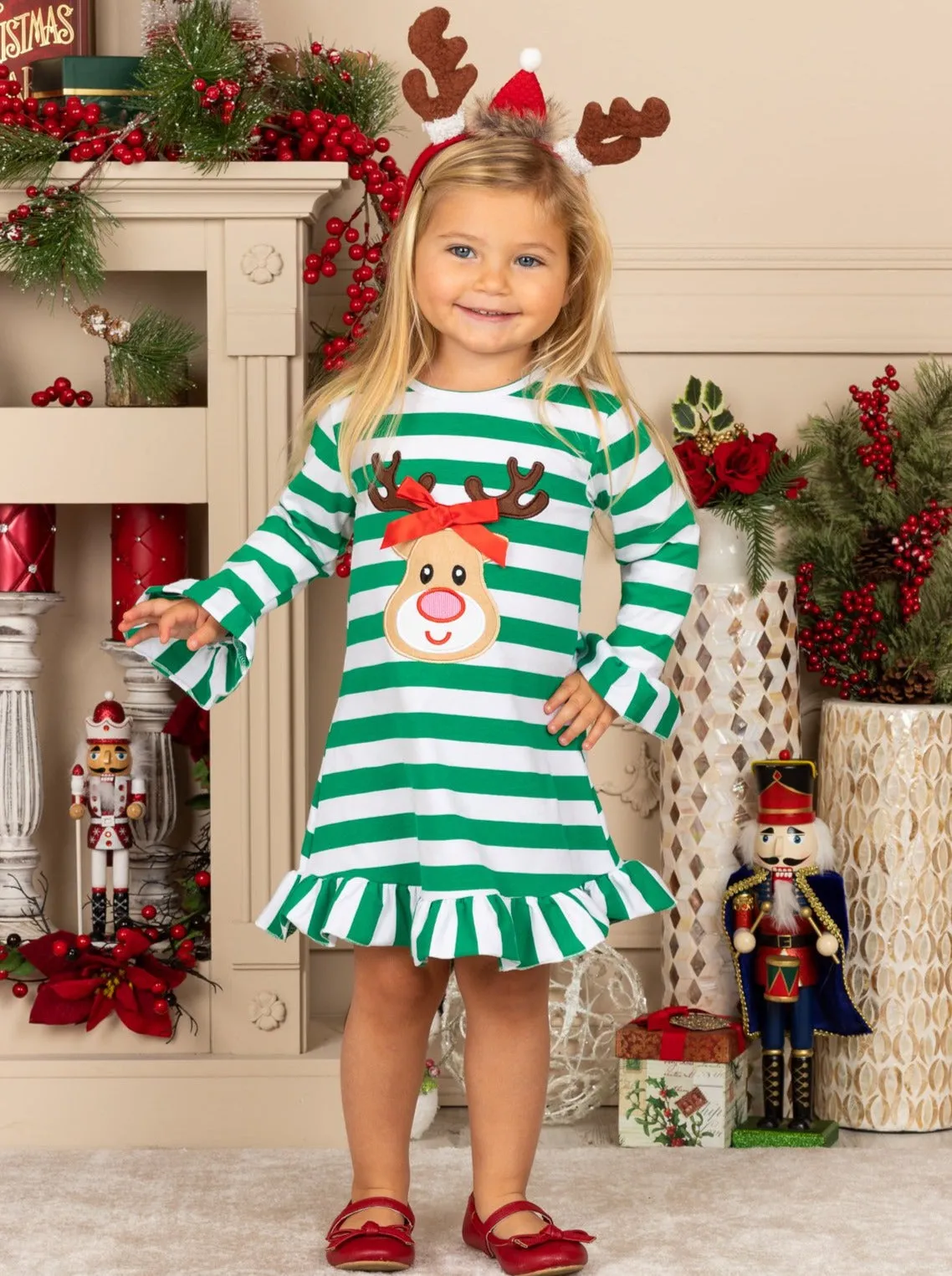 Rudolph Realness Striped Ruffled Dress