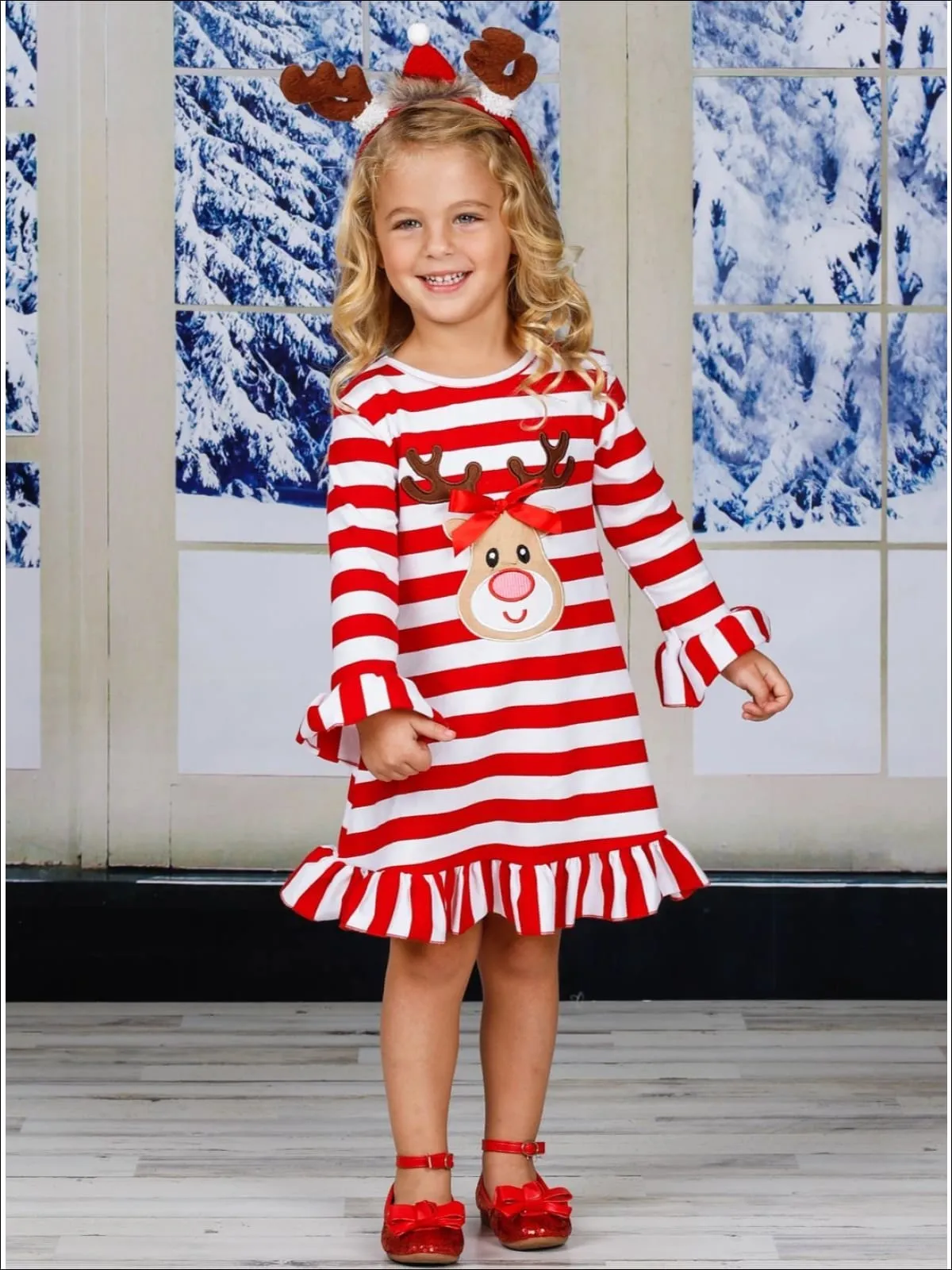 Rudolph Realness Striped Ruffled Dress