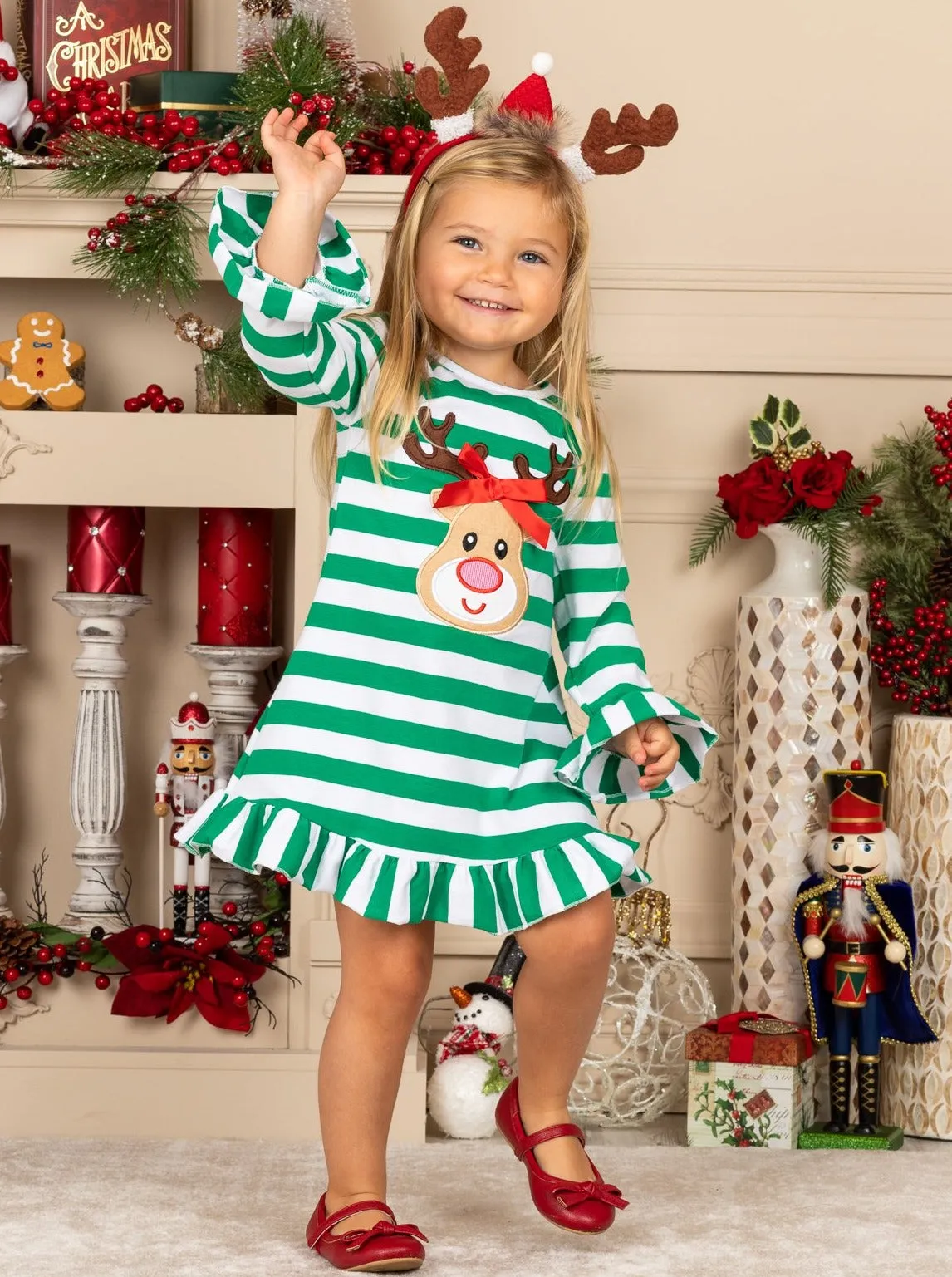 Rudolph Realness Striped Ruffled Dress
