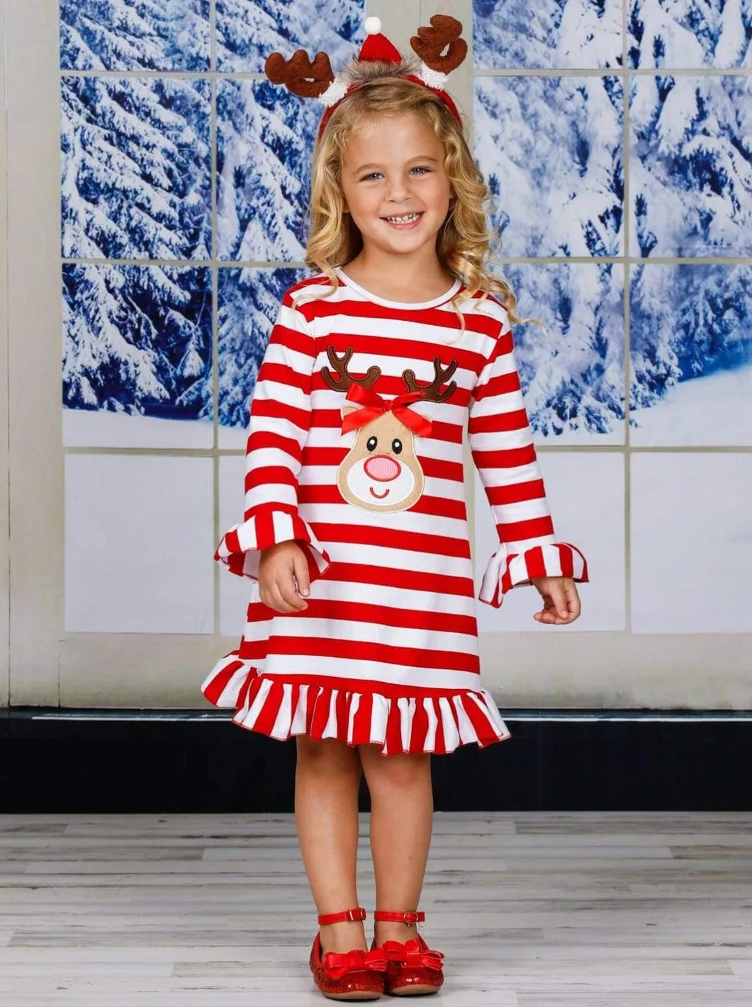 Rudolph Realness Striped Ruffled Dress