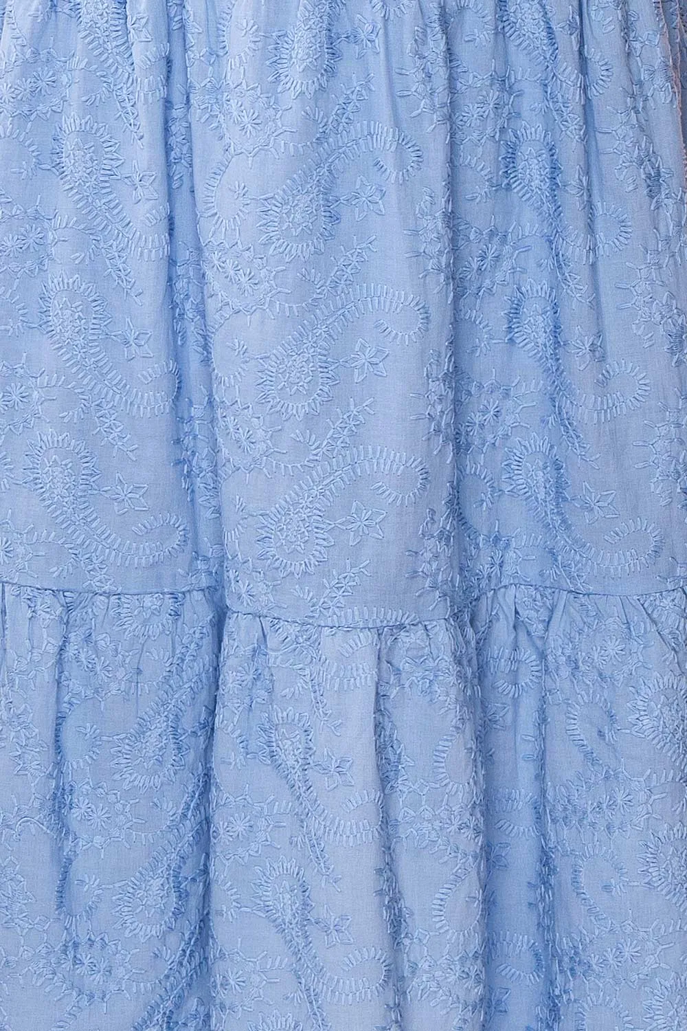 Sangarios | Blue Midi Dress w/ Floral Embroidery