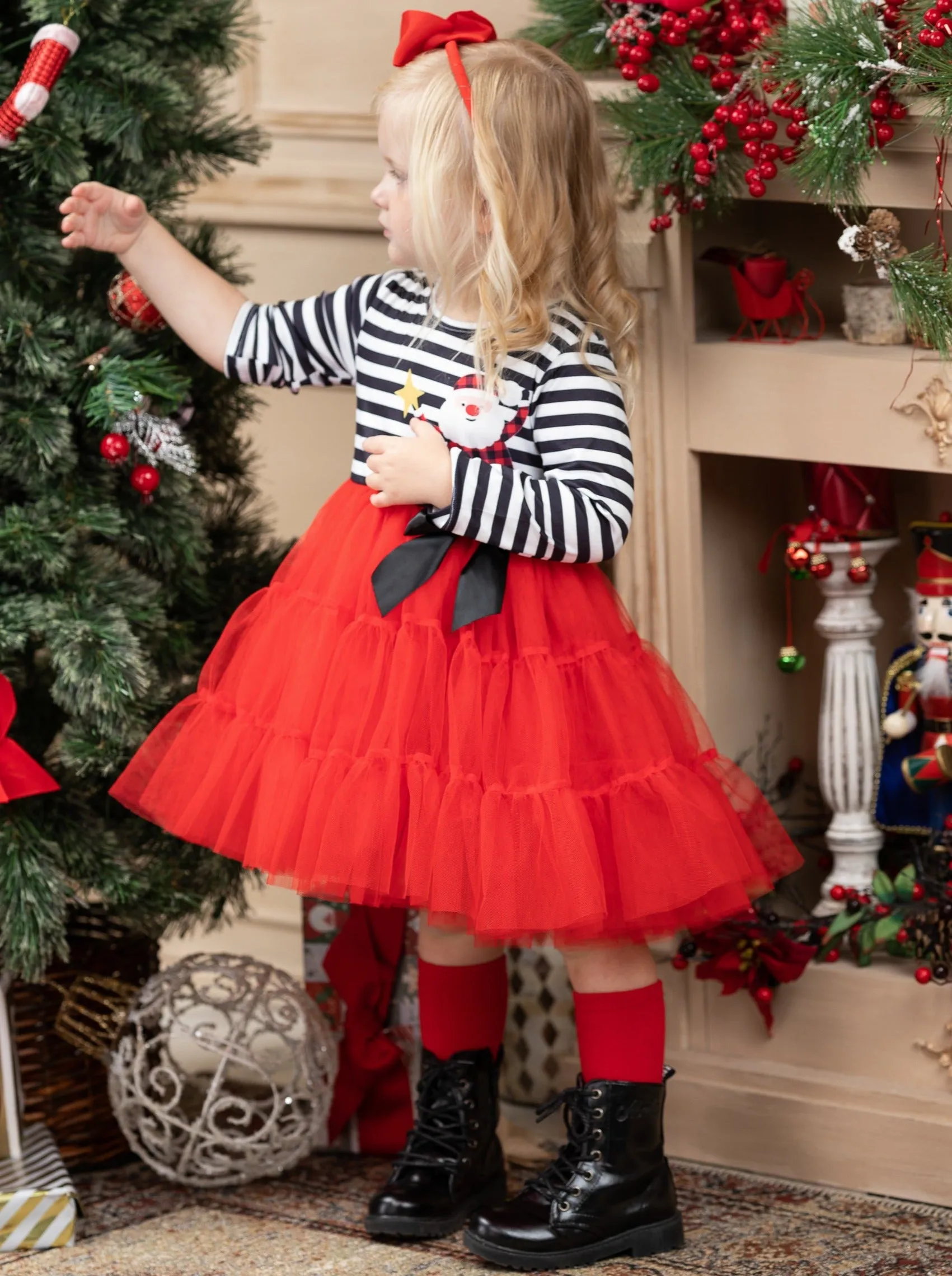 Santa and Stripes Tutu Dress